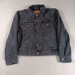 Levis Jacket Womens Large Black Denim Original Trucker Type 3